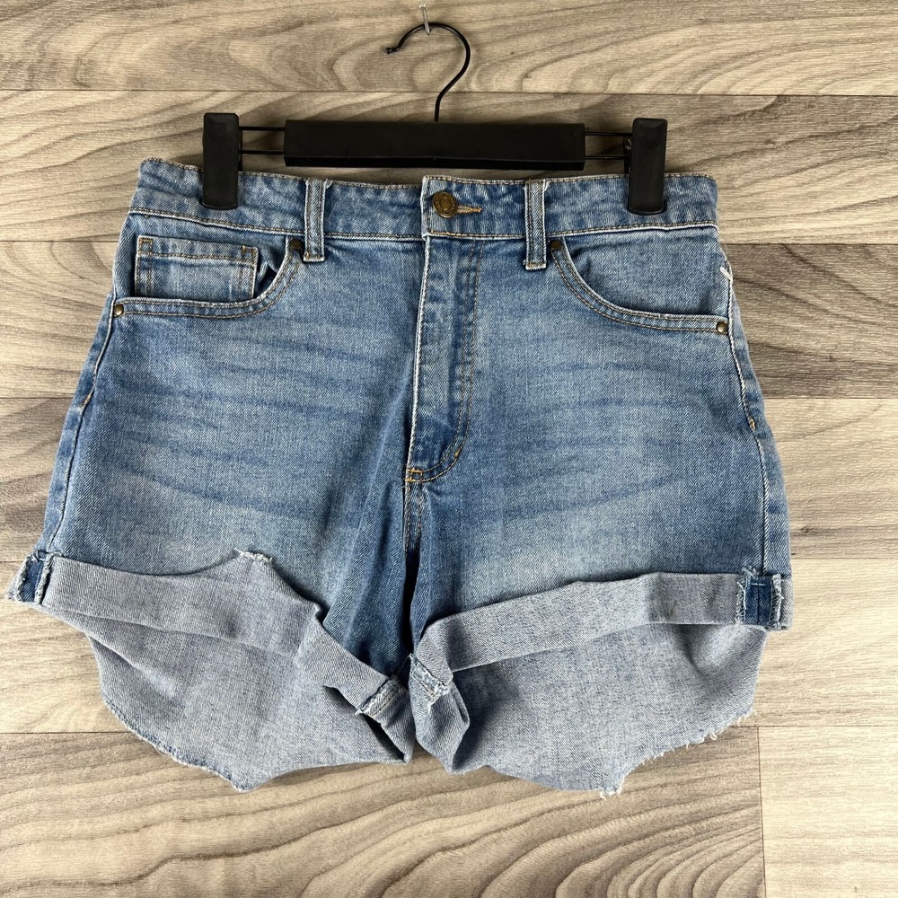 Indigo‎ Rising Shorts Womens 5/27 Blue Light Wash Cuffed Pockets Mid Rise Denim
